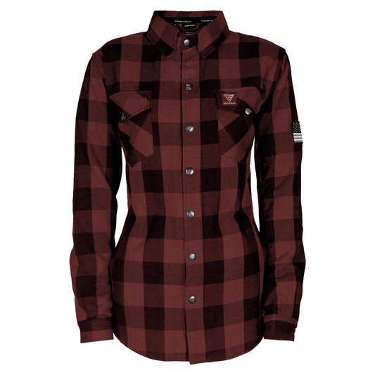 Protective Flannel Shirt for Women - Brown Checkered with Pads