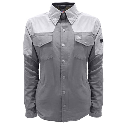Flannel-Grey-Reflective-Silver-Shirt-for-Women-Front