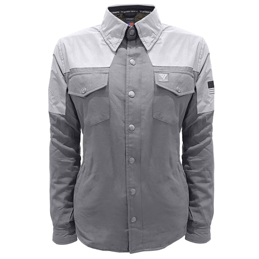 Flannel-Grey-Reflective-Silver-Shirt-for-Women-Front