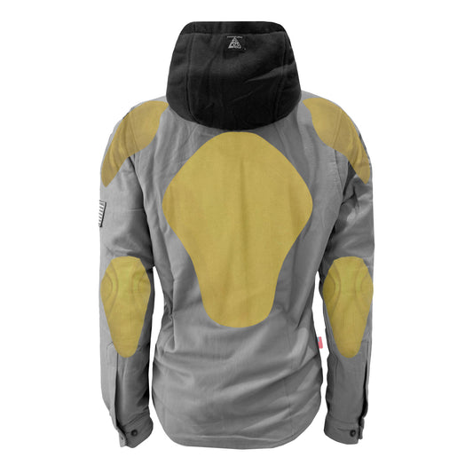 Protective Flannel Hoodie for Women - Grey Solid with Pads