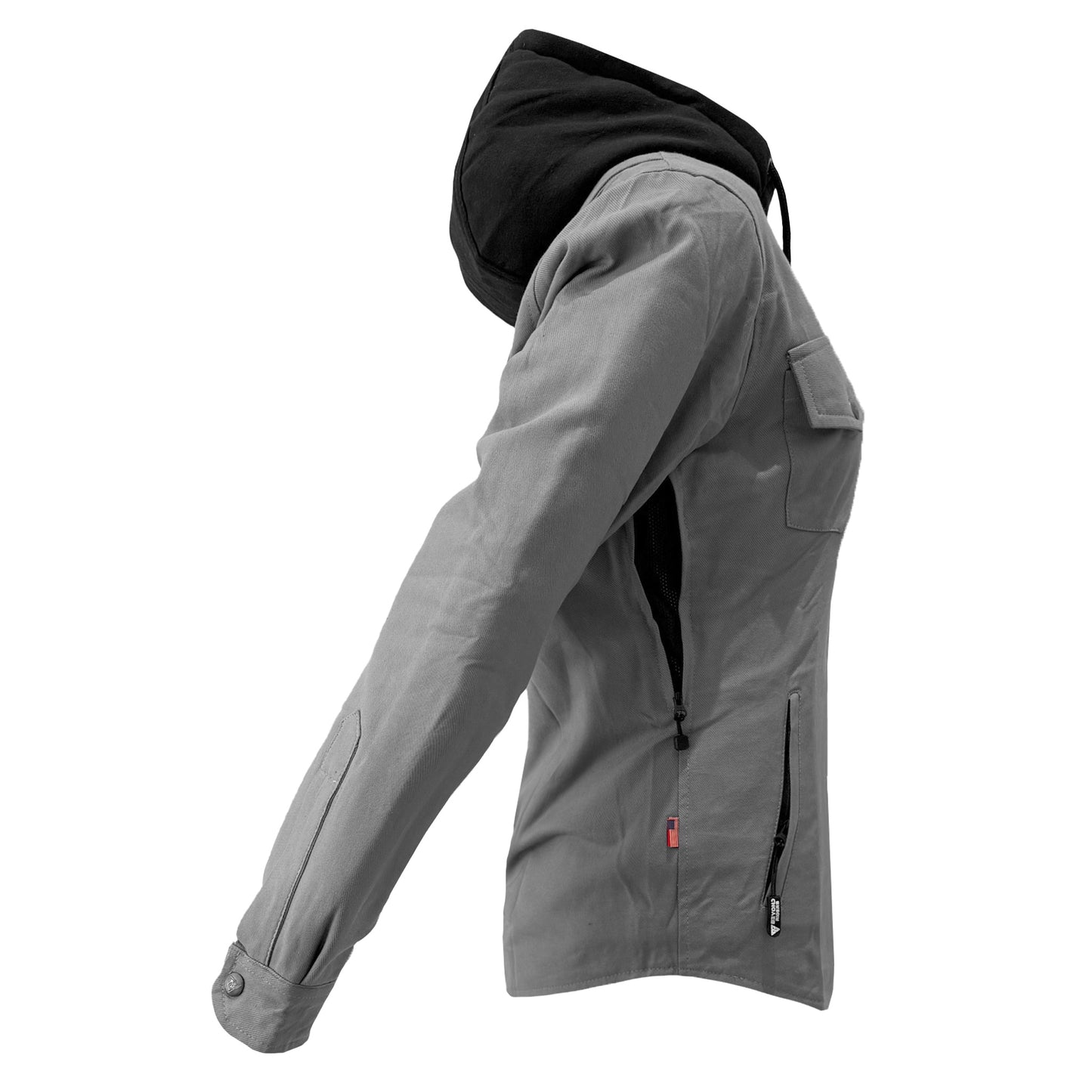 Protective Flannel Hoodie for Women - Grey Solid with Pads