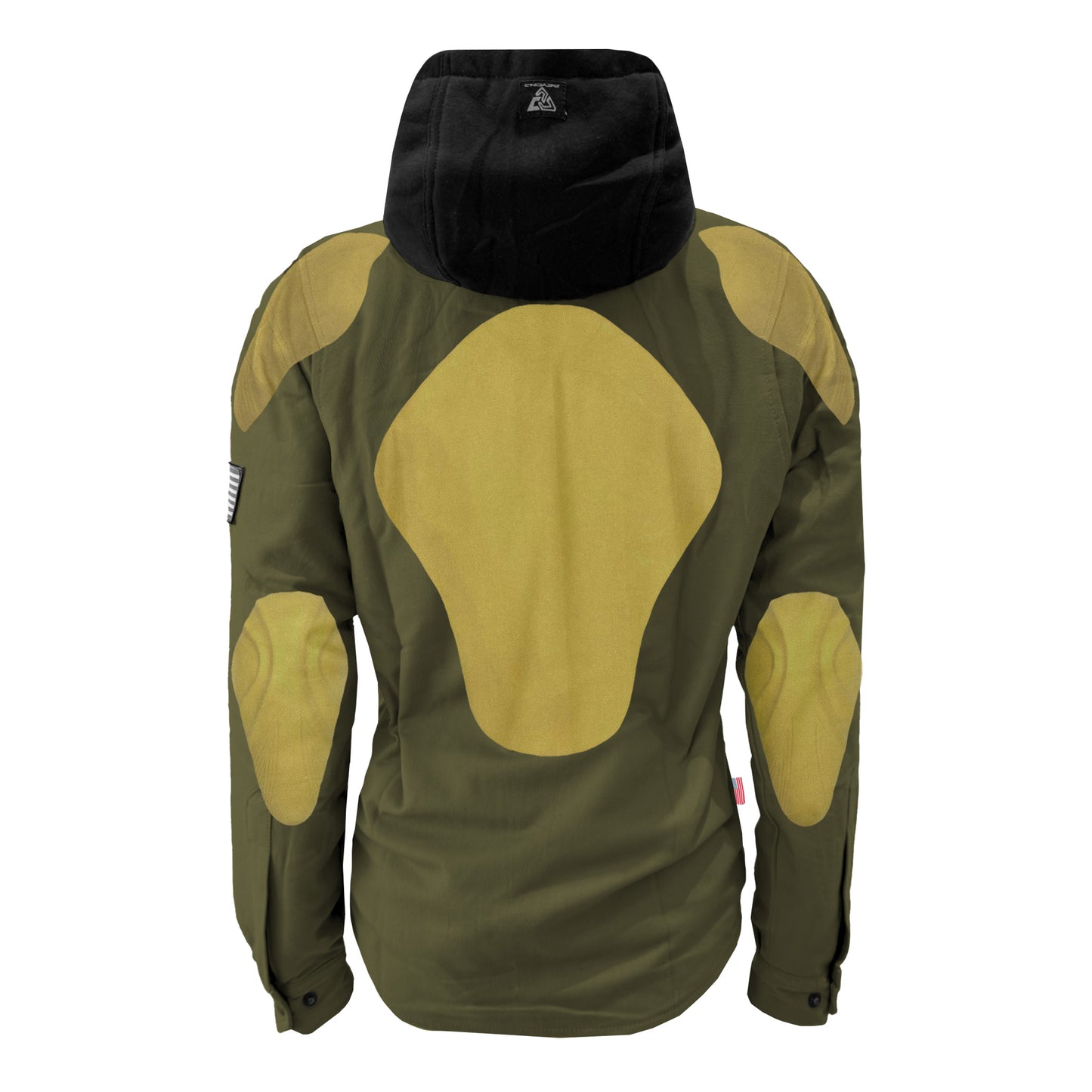 Protective Flannel Hoodie For Women - Army Green Solid with Pads