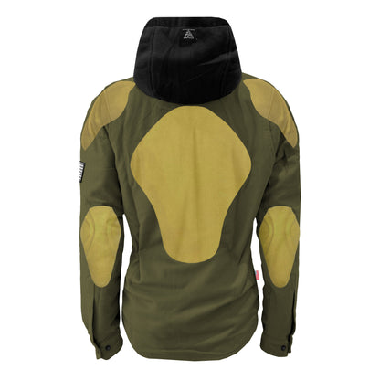 Protective Flannel Hoodie For Women - Army Green Solid with Pads