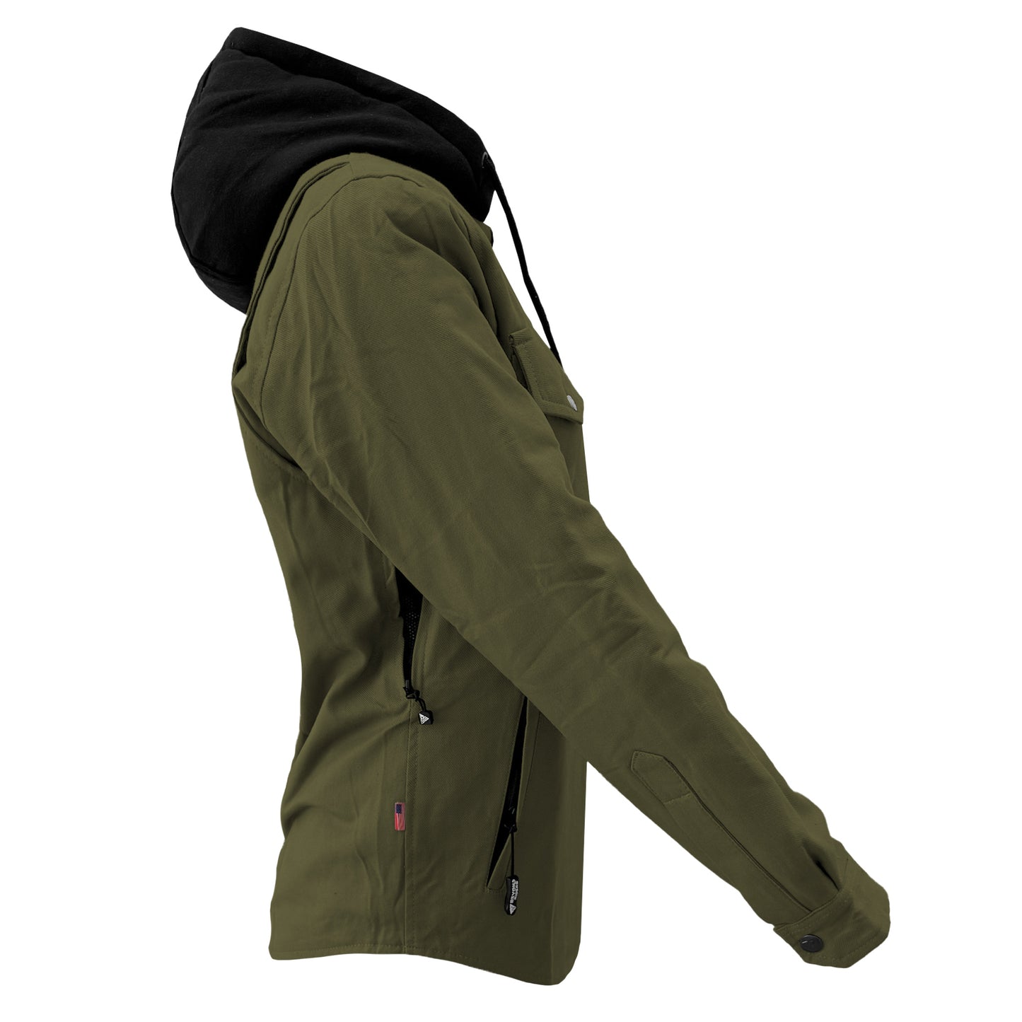 Protective Flannel Hoodie For Women - Army Green Solid with Pads