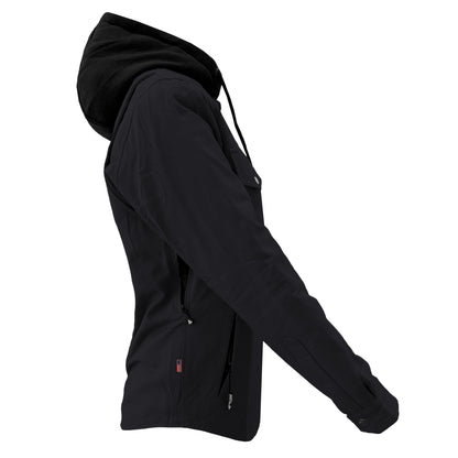 Protective Flannel Hoodie For Women - Black Solid with Pads