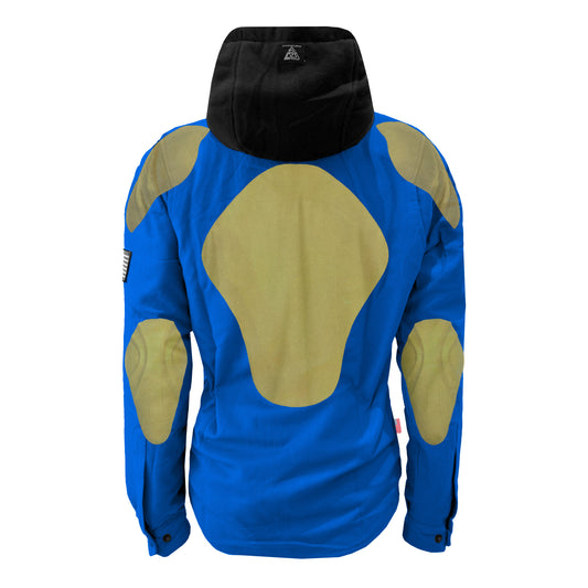 Protective Flannel Hoodie For Women - Blue Solid with Pads