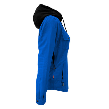 Protective Flannel Hoodie For Women - Blue Solid with Pads
