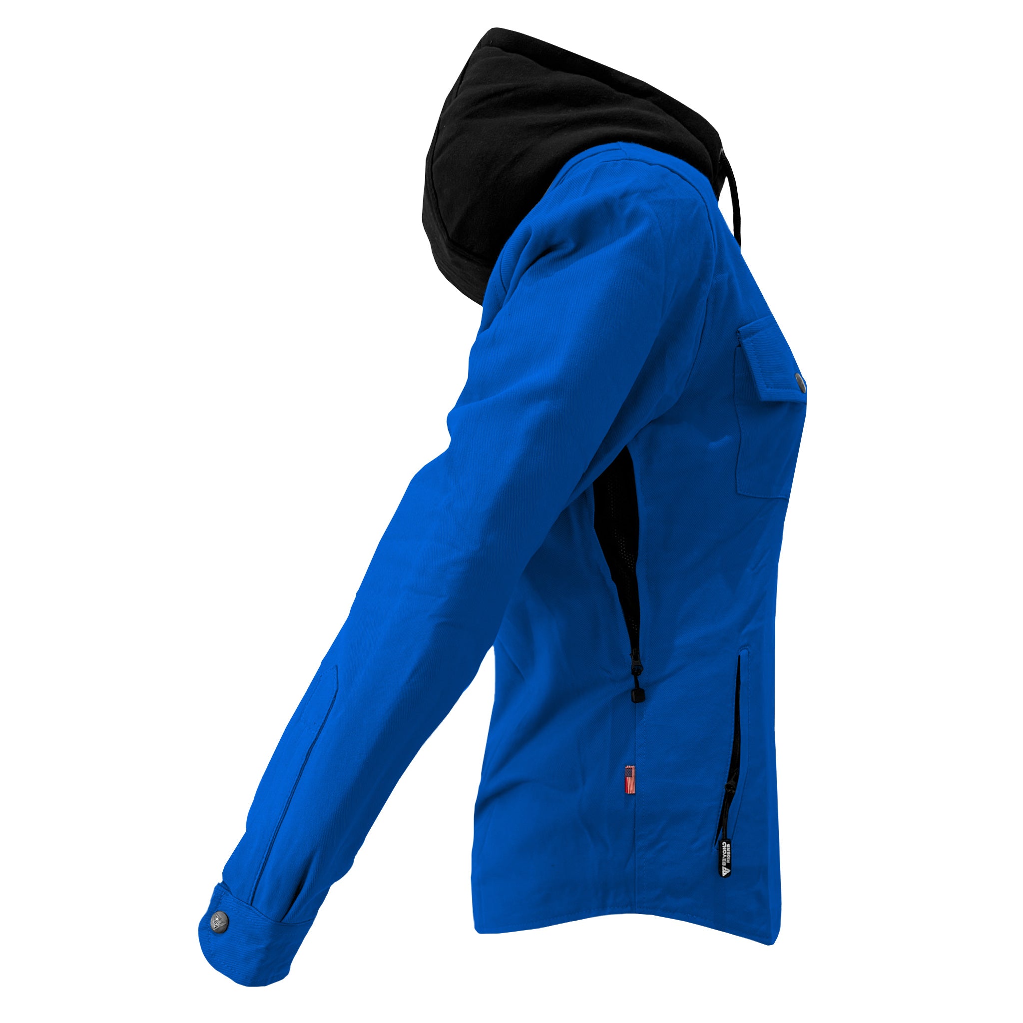 Protective Flannel Hoodie For Women - Blue Solid with Pads