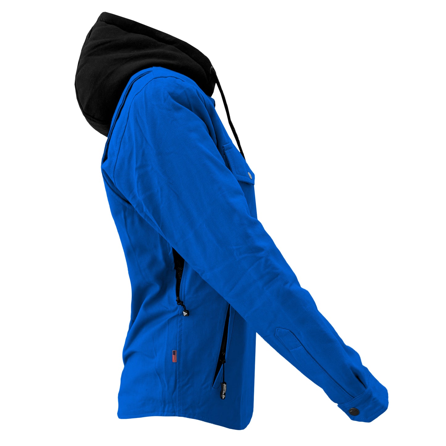 Protective Flannel Hoodie For Women - Blue Solid with Pads