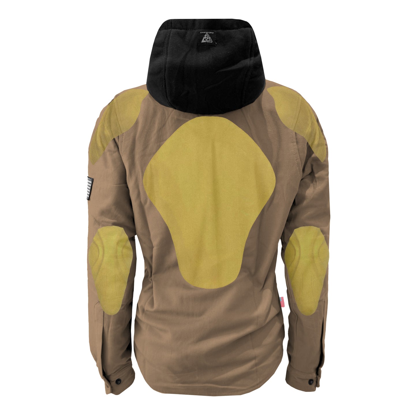 Protective Flannel Hoodie For Women - Camel Solid with Pads