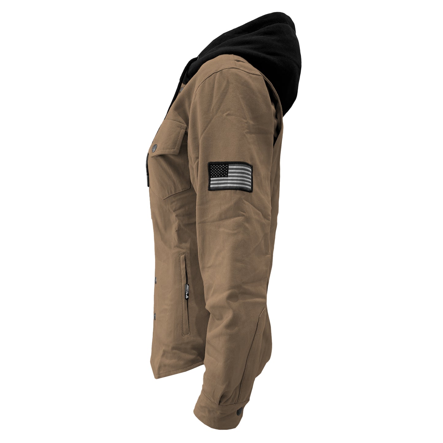 Protective Flannel Hoodie For Women - Camel Solid with Pads