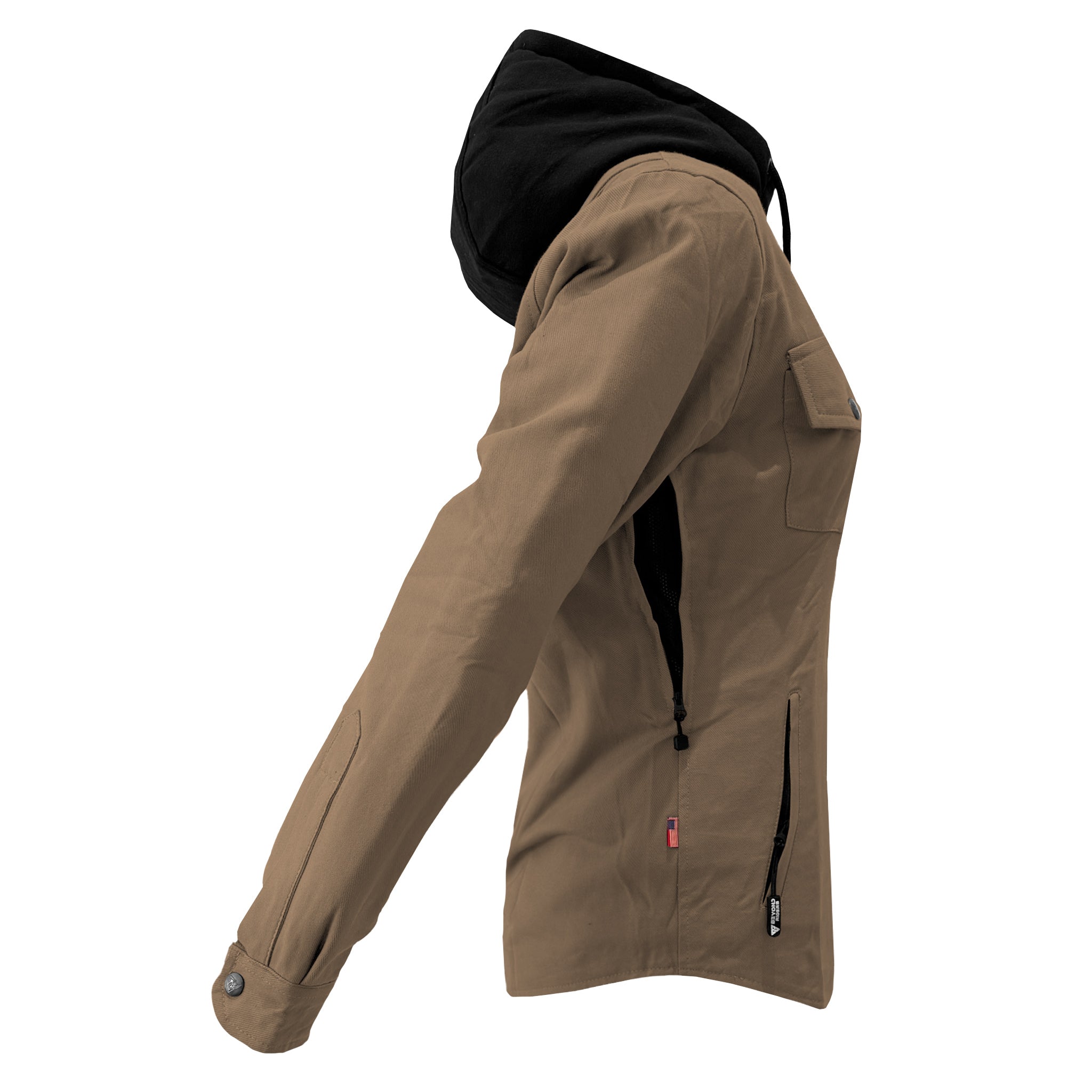Protective Flannel Hoodie For Women - Camel Solid with Pads