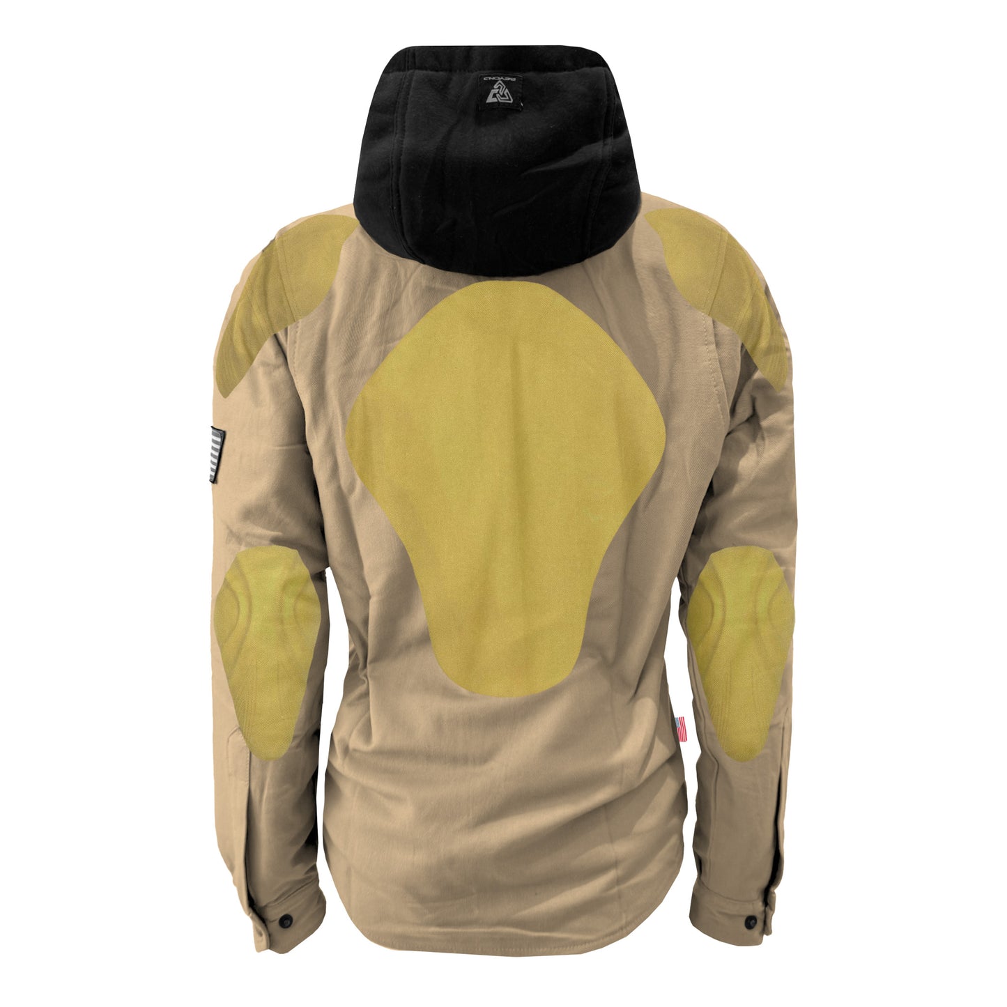 Protective Flannel Hoodie For Women - Khaki Solid with Pads