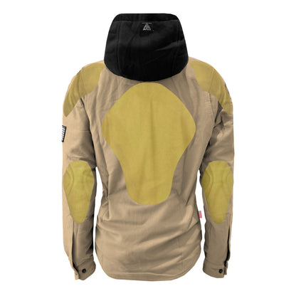 Protective Flannel Hoodie For Women - Khaki Solid with Pads