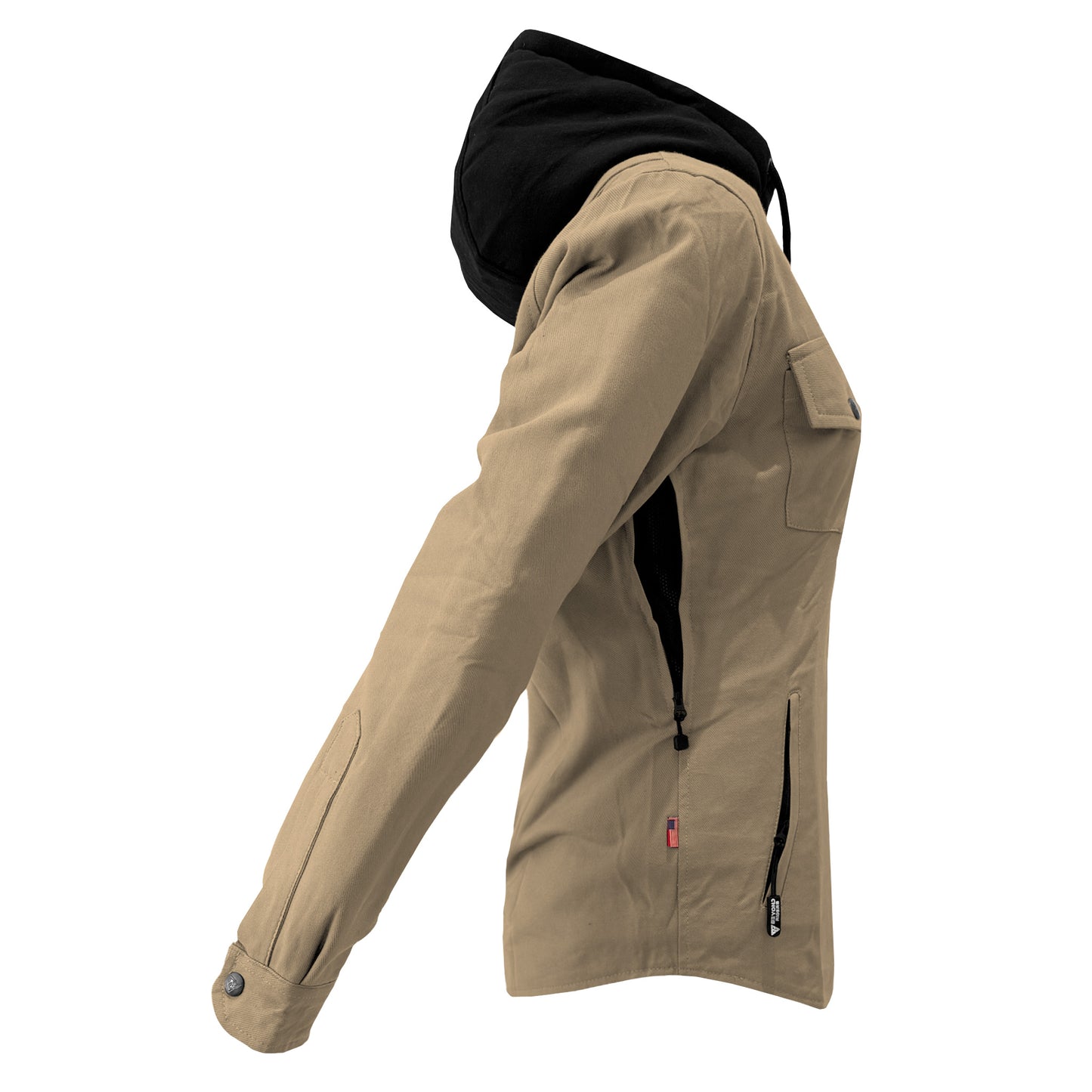 Protective Flannel Hoodie For Women - Khaki Solid with Pads