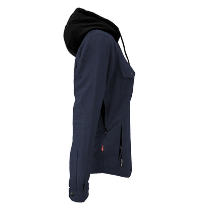 Protective Flannel Hoodie For Women - Navy Blue Solid with Pads