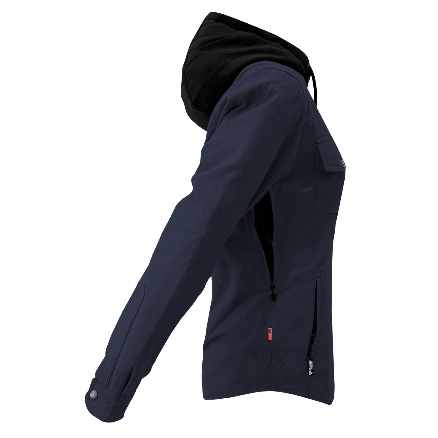 Protective Flannel Hoodie For Women - Navy Blue Solid with Pads