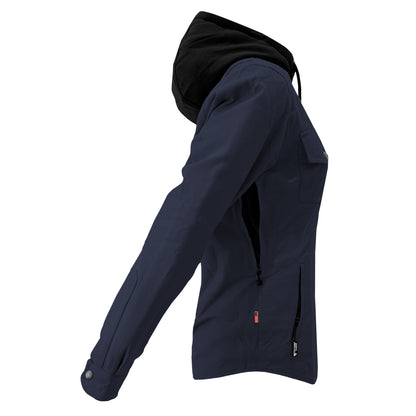 Protective Flannel Hoodie For Women - Navy Blue Solid with Pads