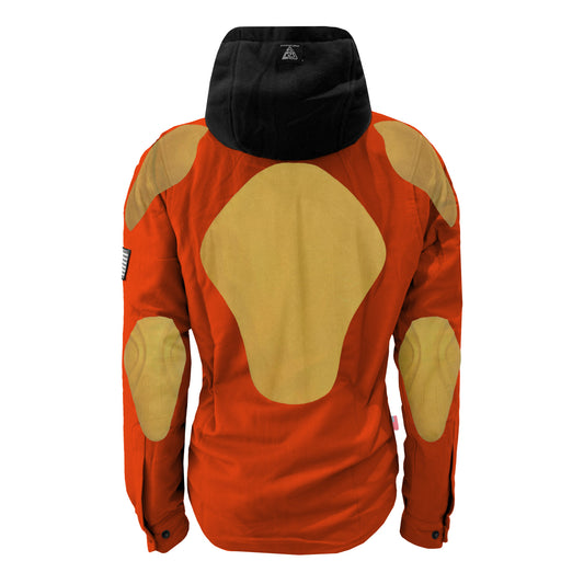 Protective Flannel Hoodie For Women - Orange Solid with Pads