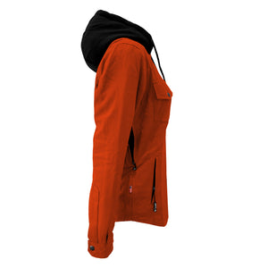 Protective Flannel Hoodie For Women - Orange Solid with Pads