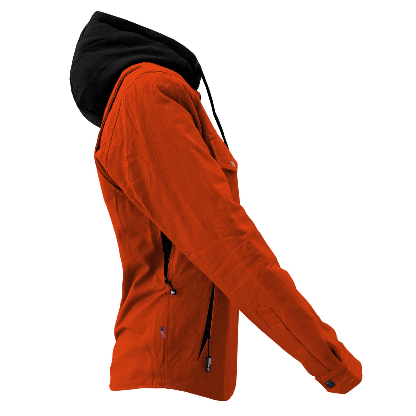 Protective Flannel Hoodie For Women - Orange Solid with Pads