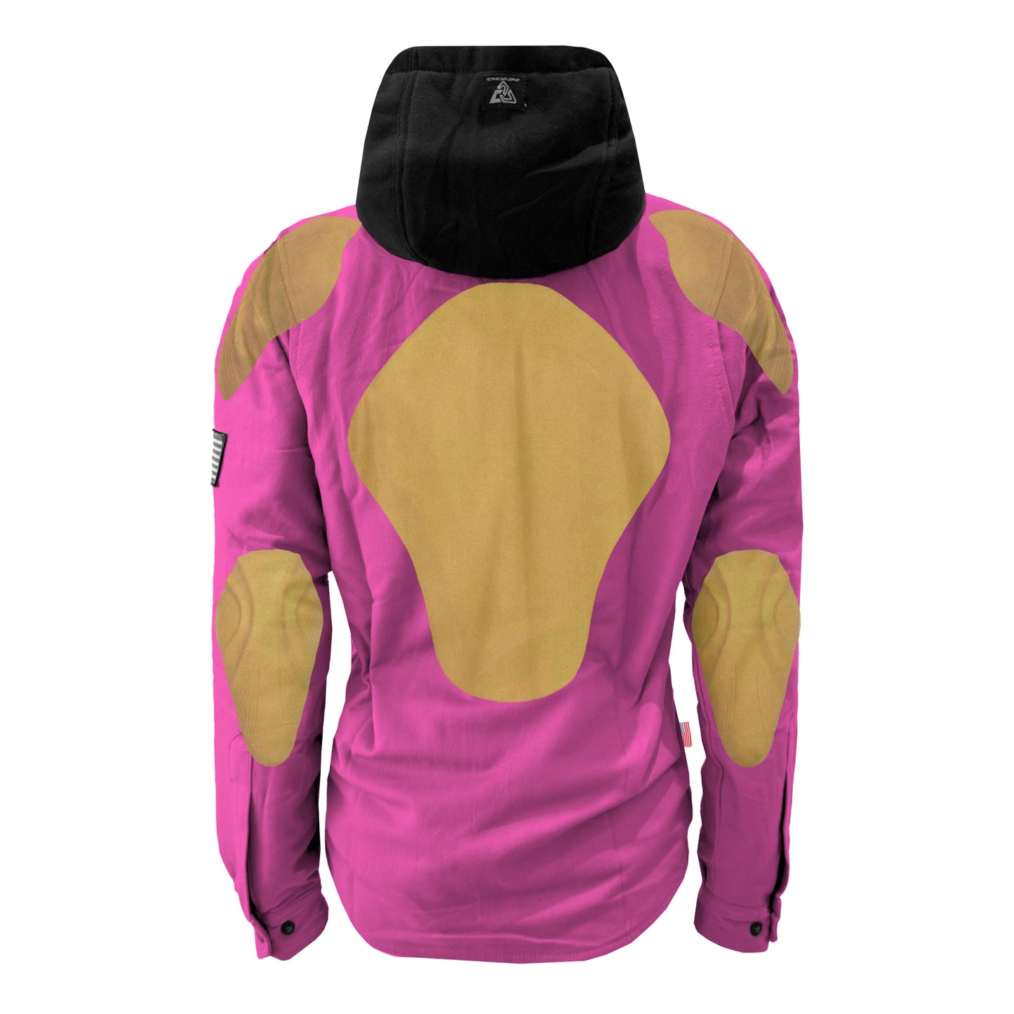 Protective Flannel Hoodie For Women - Pink Solid with Pads