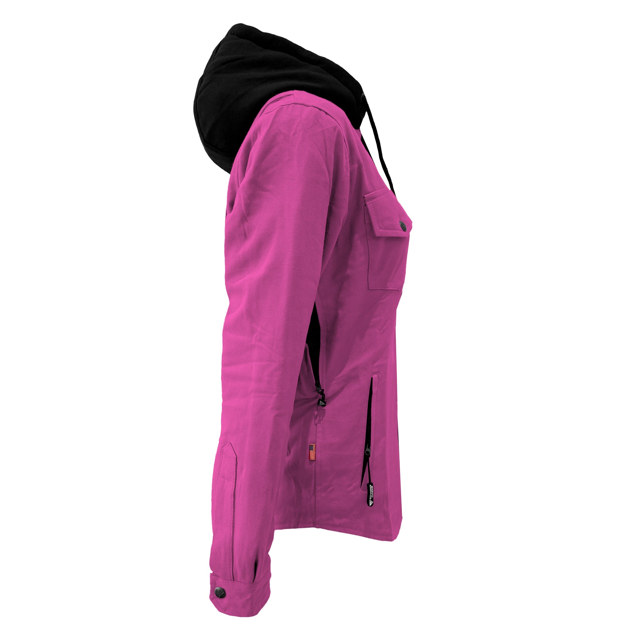 Protective Flannel Hoodie For Women - Pink Solid with Pads