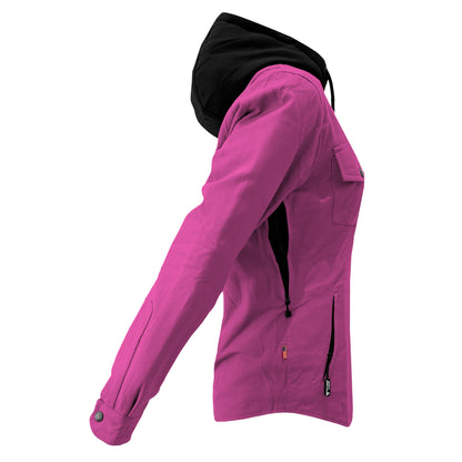 Protective Flannel Hoodie For Women - Pink Solid with Pads