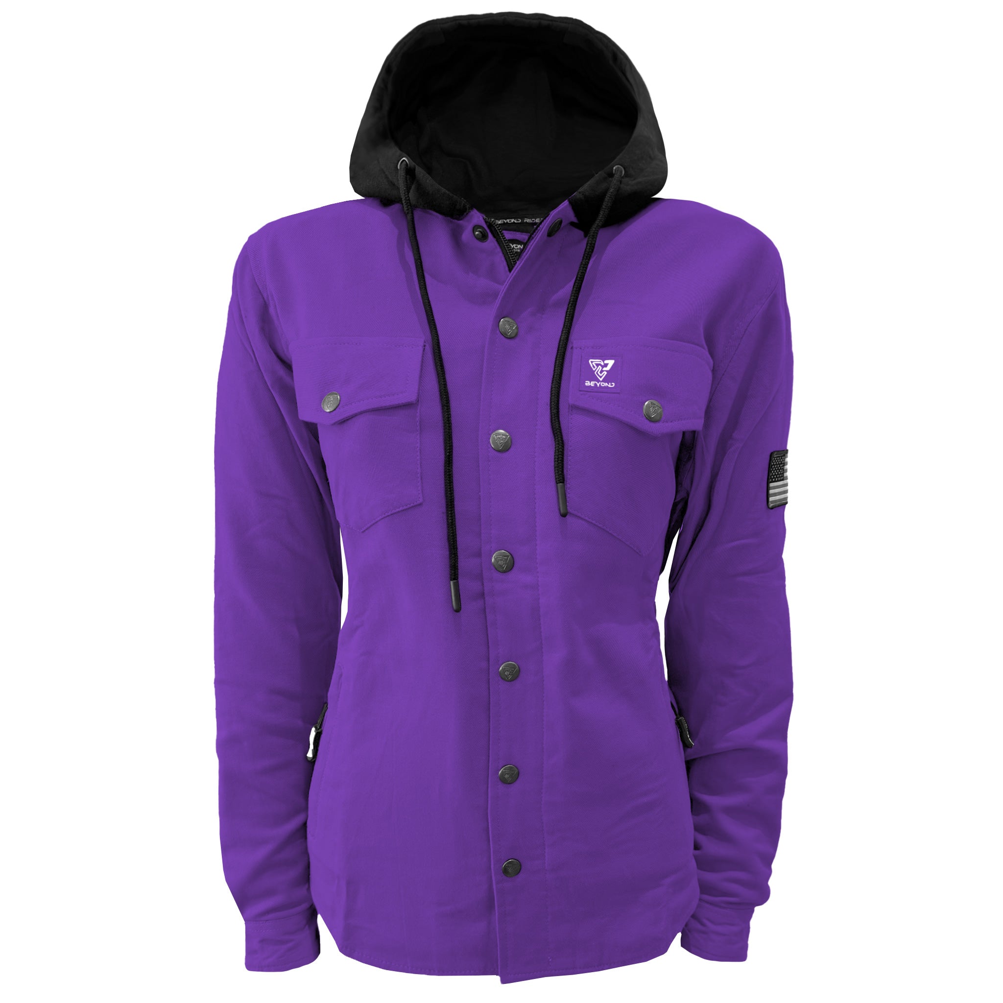 Protective Flannel Hoodie For Women - Purple Solid with Pads