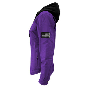 Protective Flannel Hoodie For Women - Purple Solid with Pads