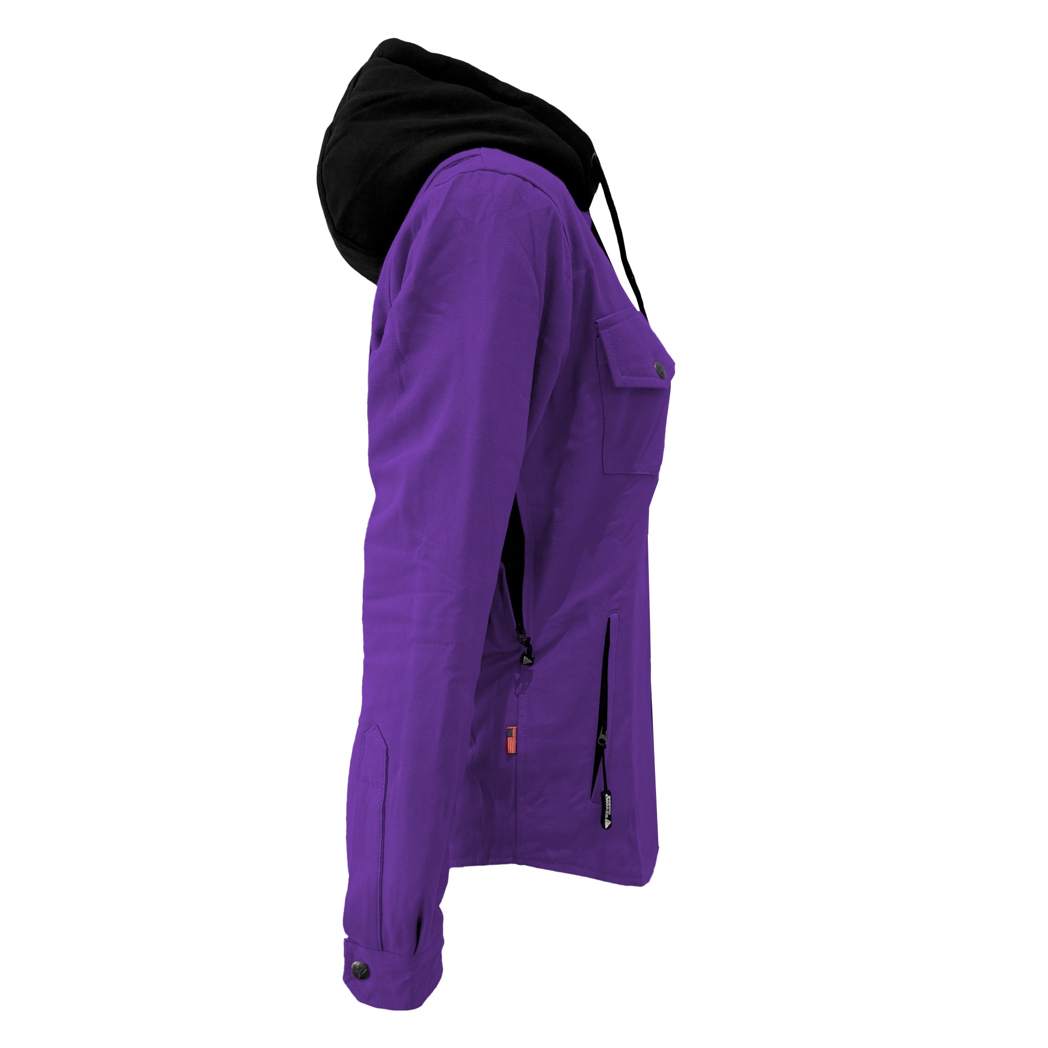 Protective Flannel Hoodie For Women - Purple Solid with Pads