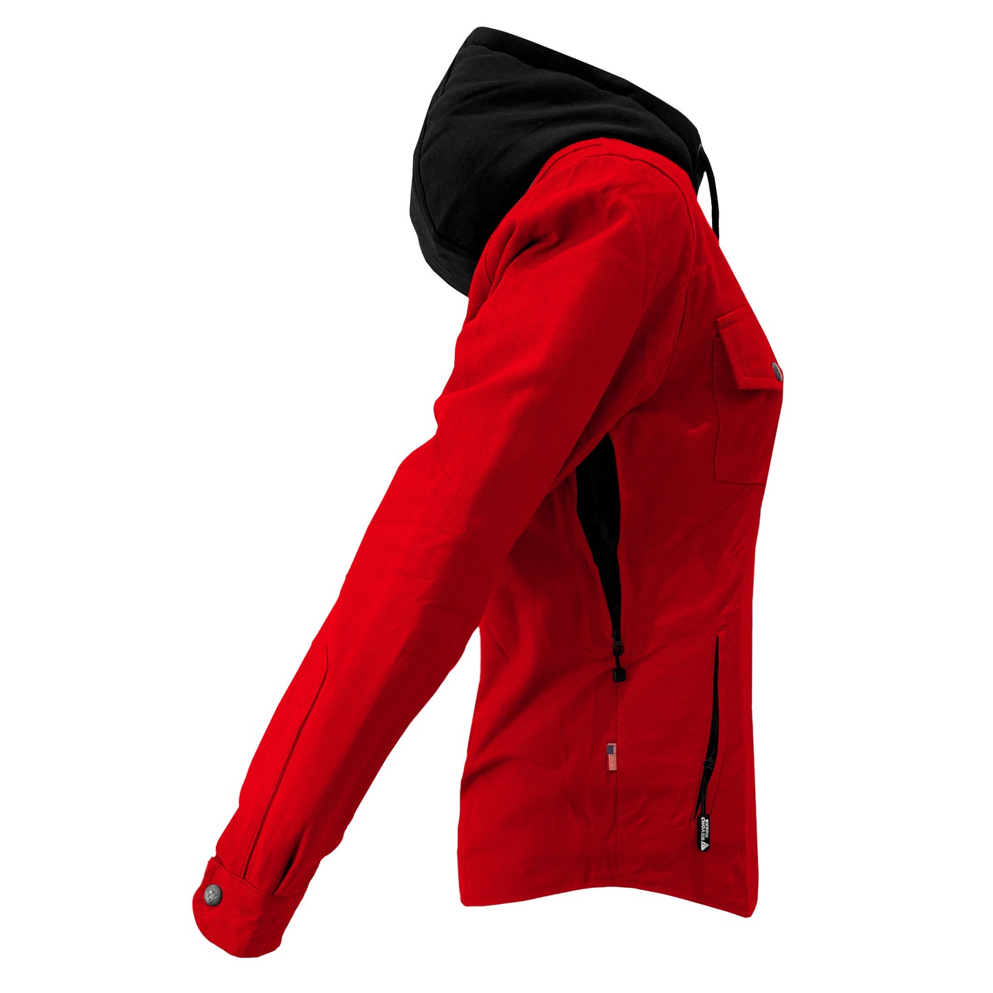 Protective Flannel Hoodie For Women - Red Solid with Pads