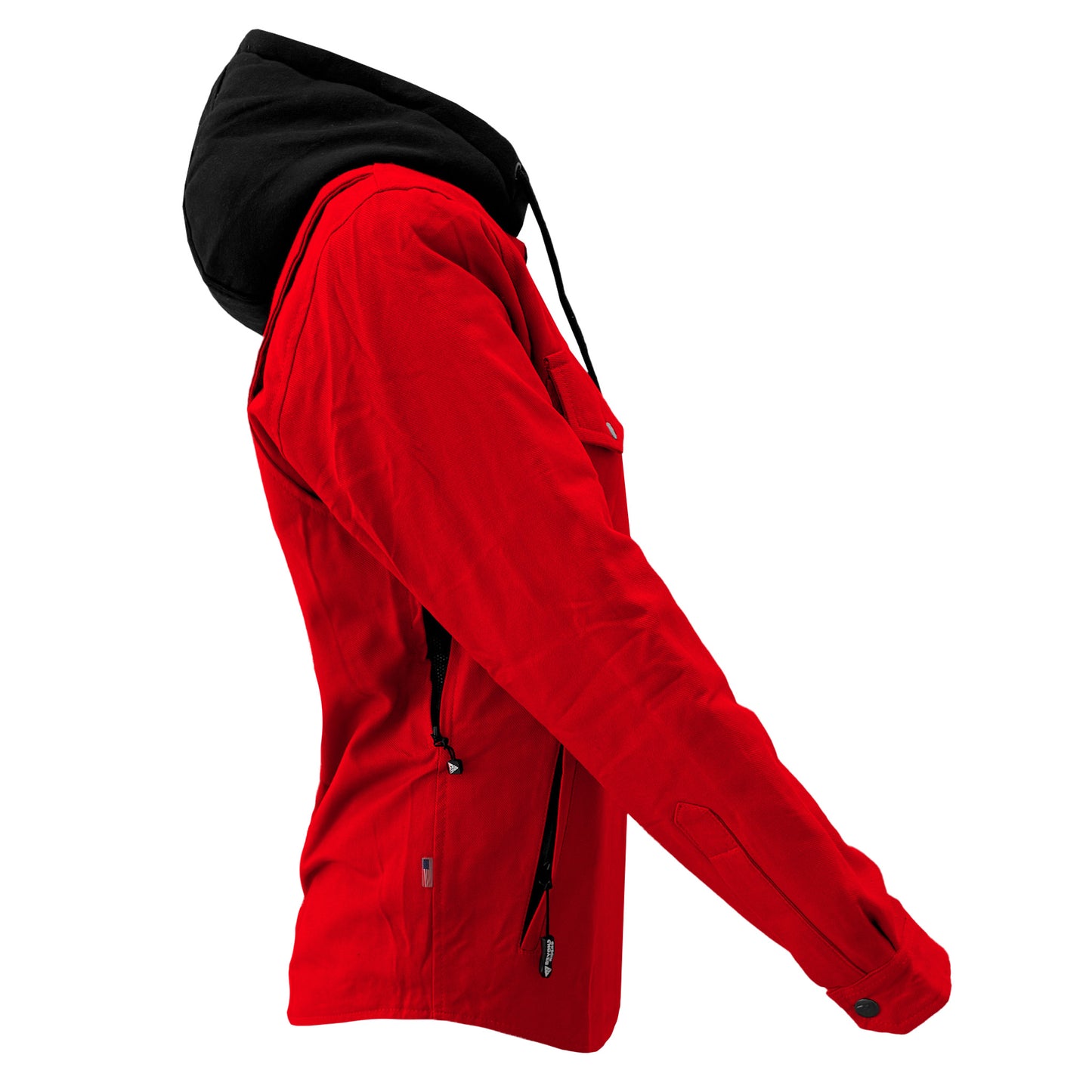 Protective Flannel Hoodie For Women - Red Solid with Pads