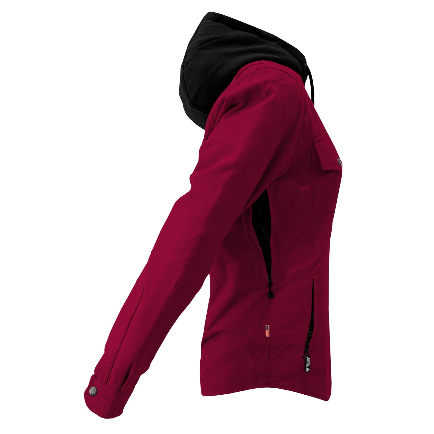 Protective Flannel Hoodie For Women - Red Maroon Solid with Pads
