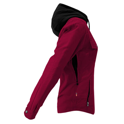 Protective Flannel Hoodie For Women - Red Maroon Solid with Pads