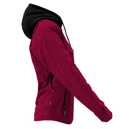 Protective Flannel Hoodie For Women - Red Maroon Solid with Pads