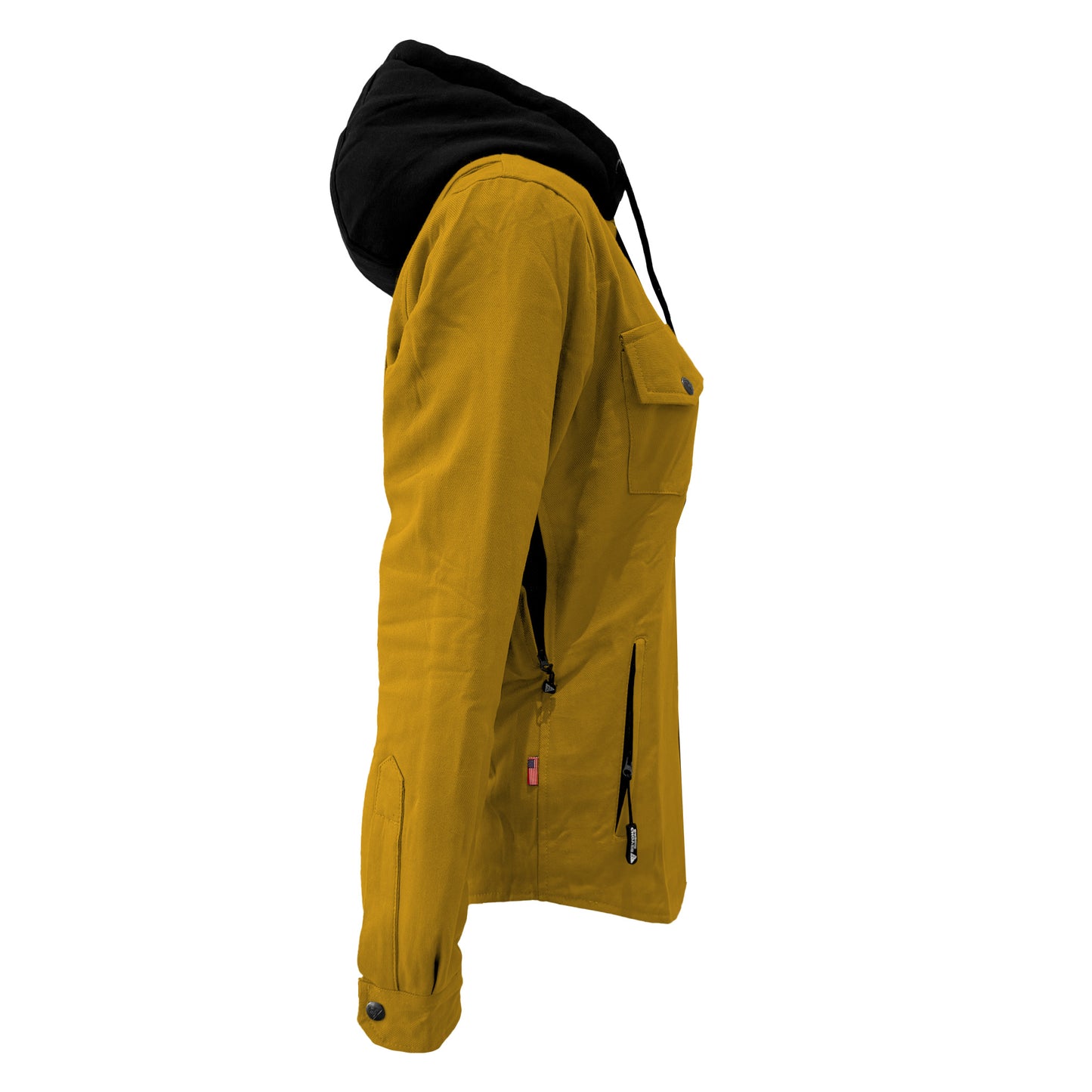 Protective Flannel Hoodie For Women - Yellow Solid with Pads