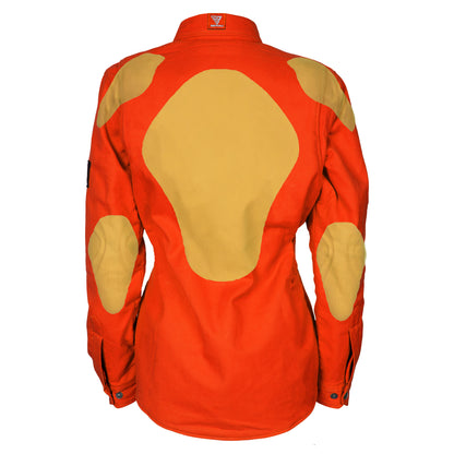 Protective Flannel Shirt for Women - Orange Solid with Pads