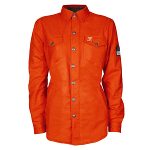 Protective Flannel Shirt for Women - Orange Solid with Pads