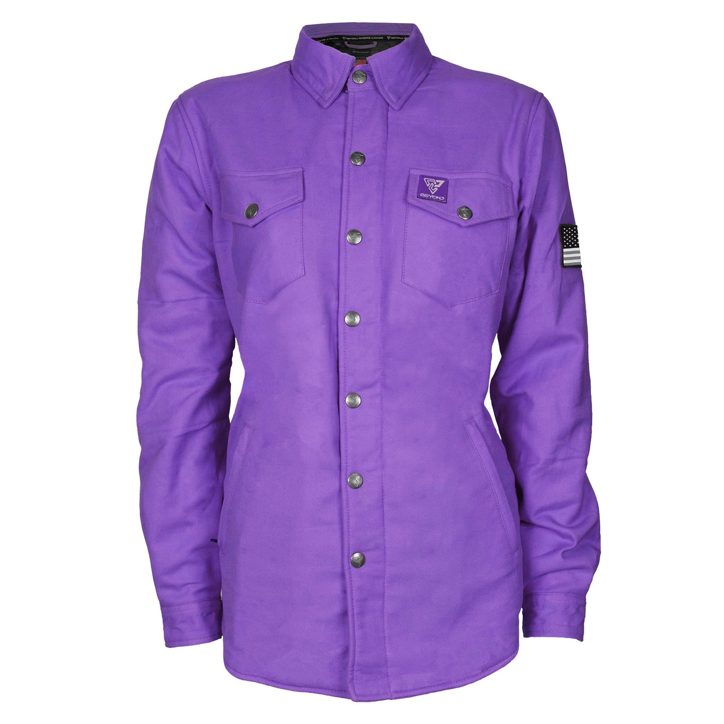 Protective Flannel Shirt for Women - Purple Solid with Pads