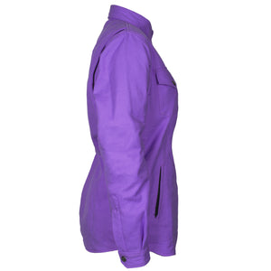 Protective Flannel Shirt for Women - Purple Solid with Pads