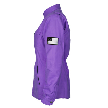 Protective Flannel Shirt for Women - Purple Solid with Pads