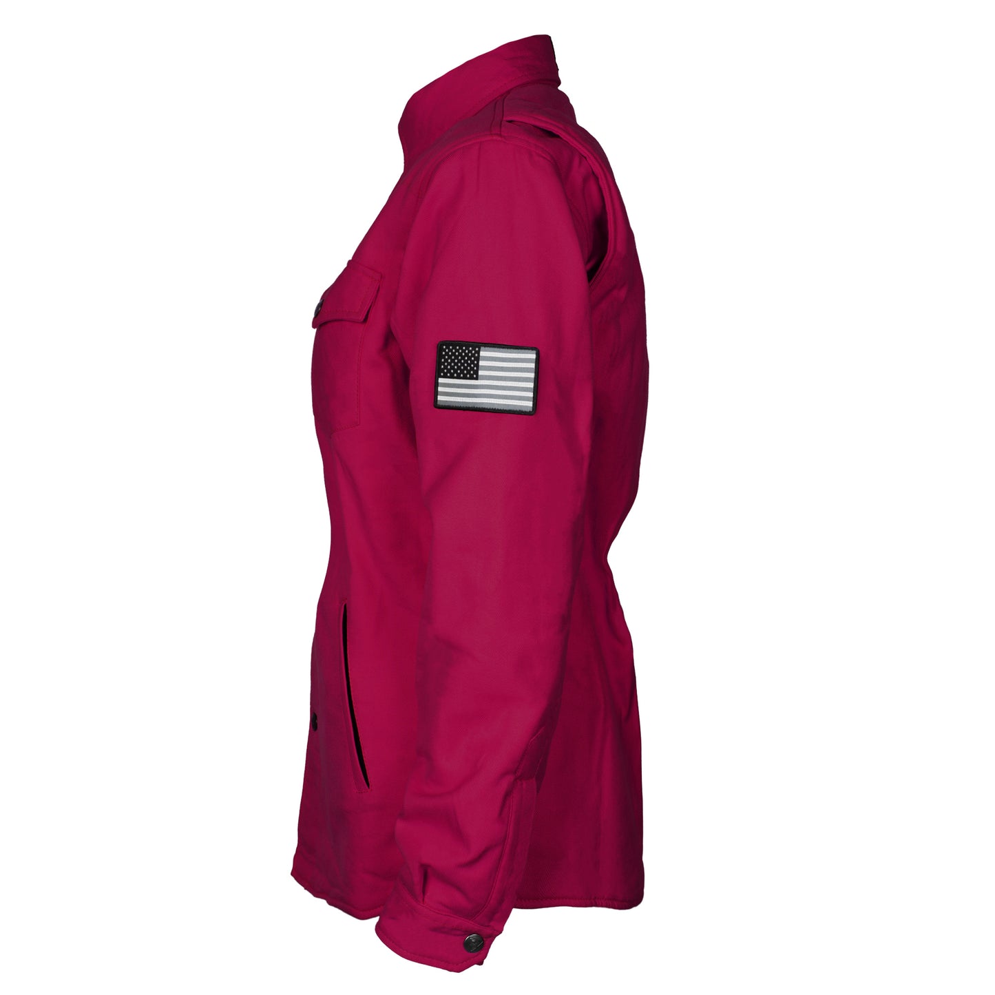 Protective Flannel Shirt for Women - Red Maroon Solid with Pads