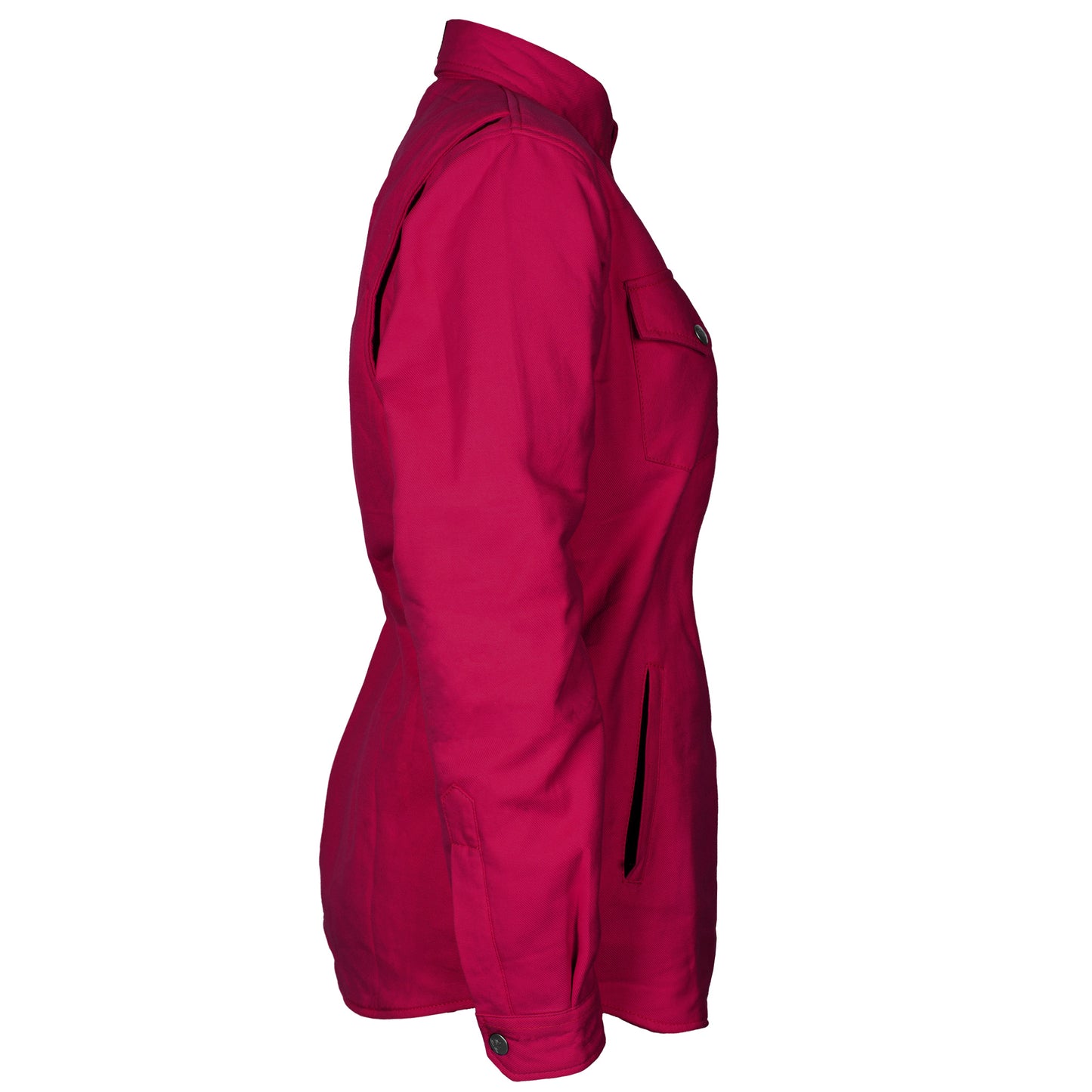 Protective Flannel Shirt for Women - Red Maroon Solid with Pads