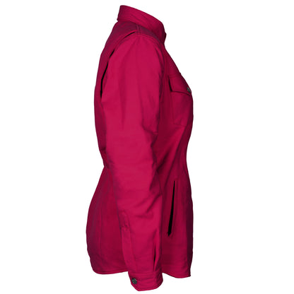 Protective Flannel Shirt for Women - Red Maroon Solid with Pads