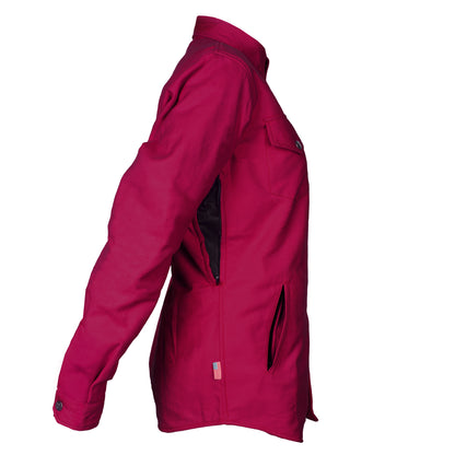 Protective Flannel Shirt for Women - Red Maroon Solid with Pads