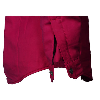 Protective Flannel Shirt for Women - Red Maroon Solid with Pads