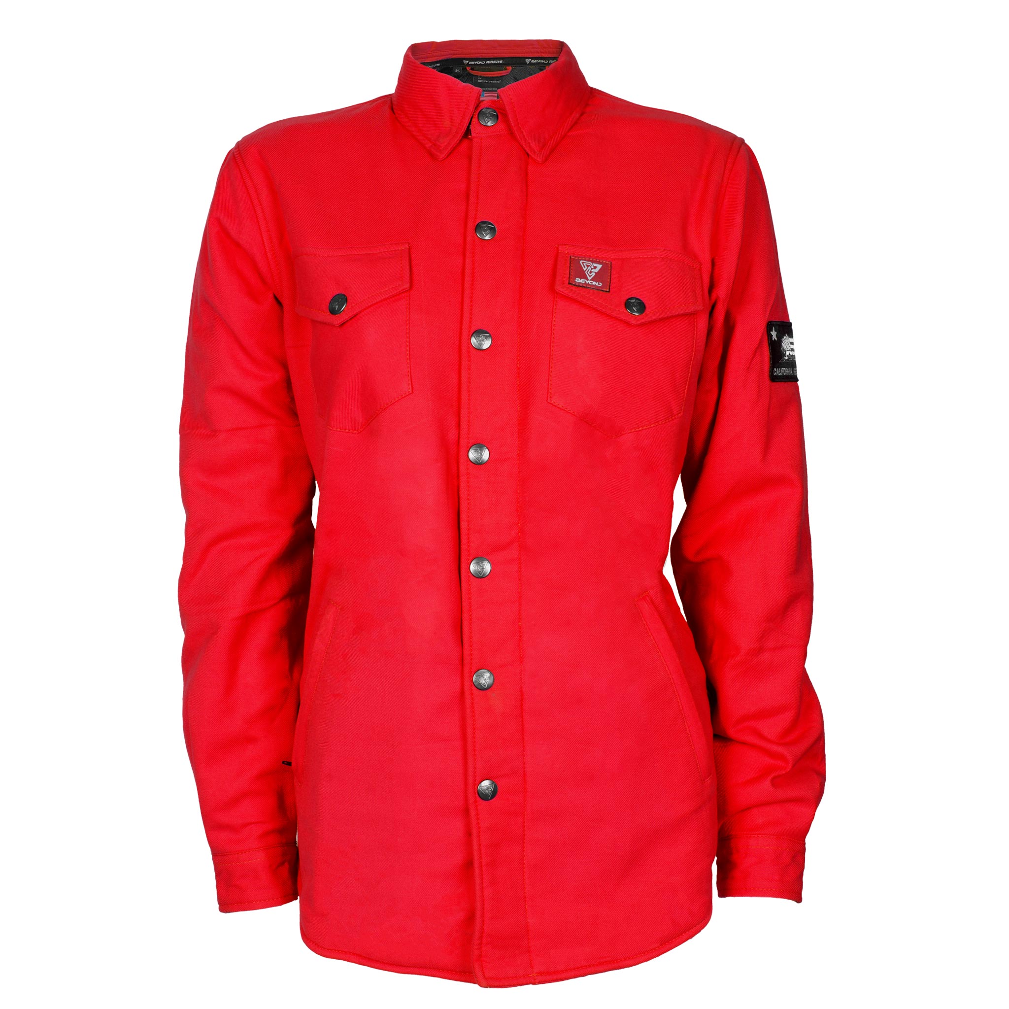 Protective Flannel Shirt for Women - Red Solid with Pads