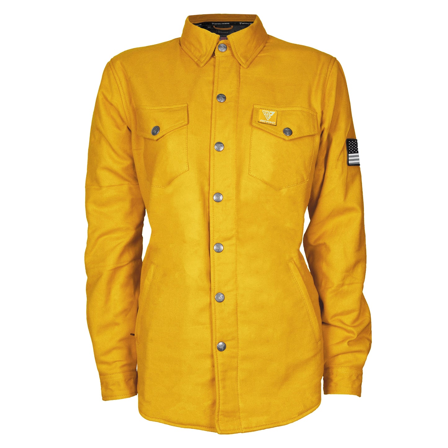 Protective Flannel Shirt for Women - Yellow Solid with Pads