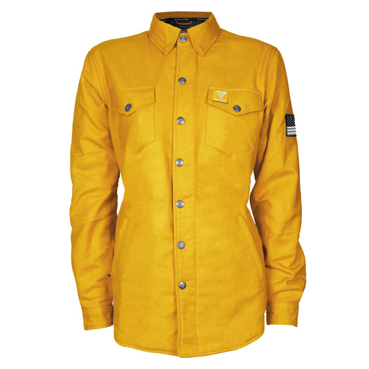 Protective Flannel Shirt for Women - Yellow Solid with Pads